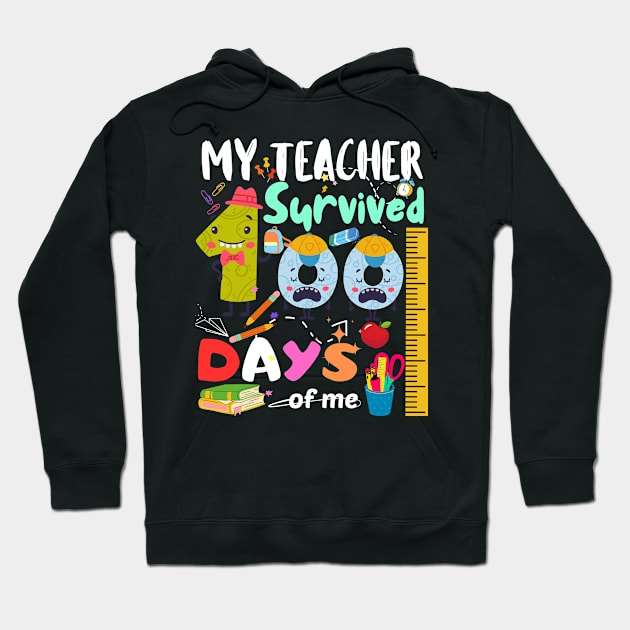 My teacher survived 100 days of me Funny school teacher kids Hoodie by Radoxompany